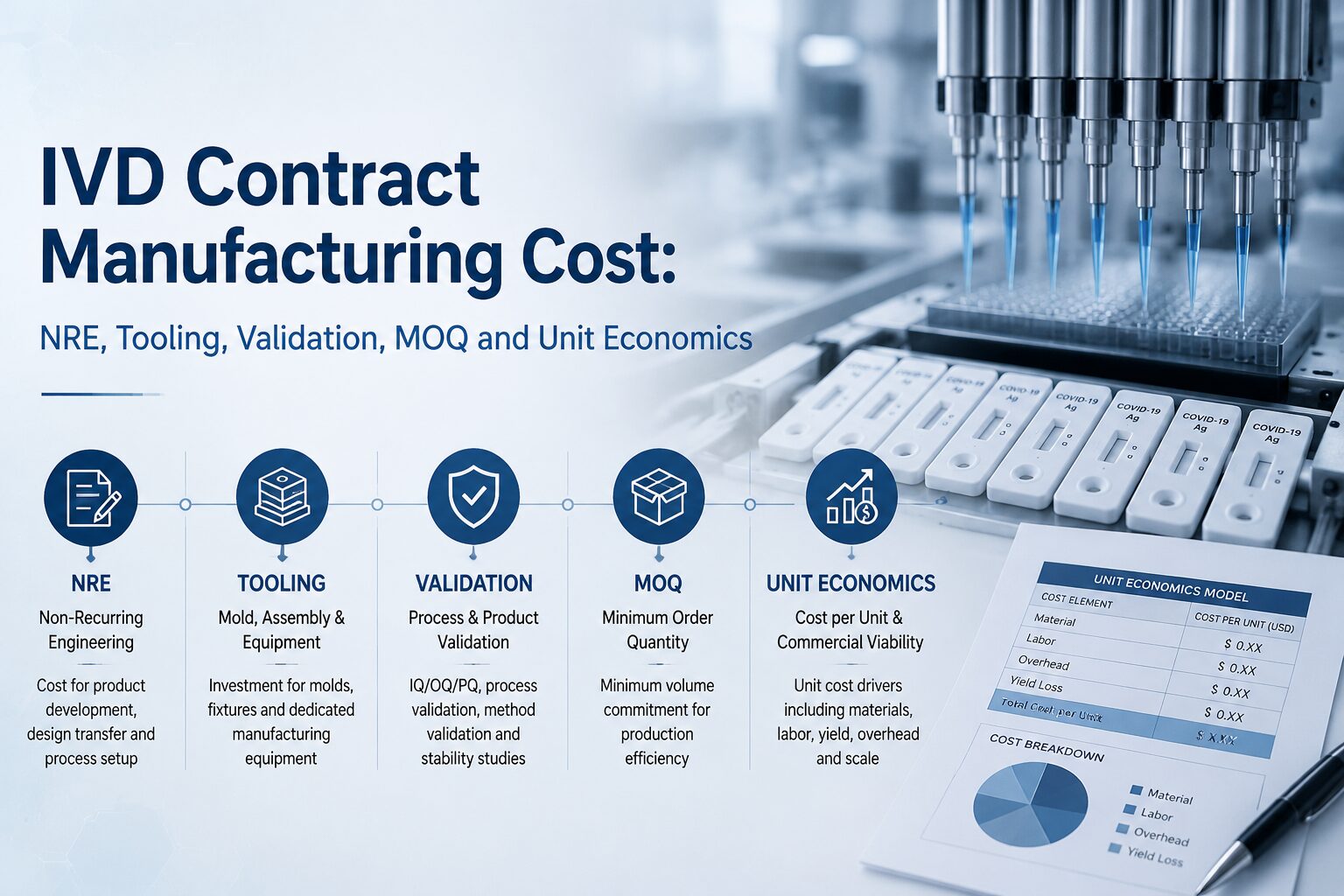 IVD Contract Manufacturing Cost: NRE, Tooling, Validation, MOQ and Unit Economics