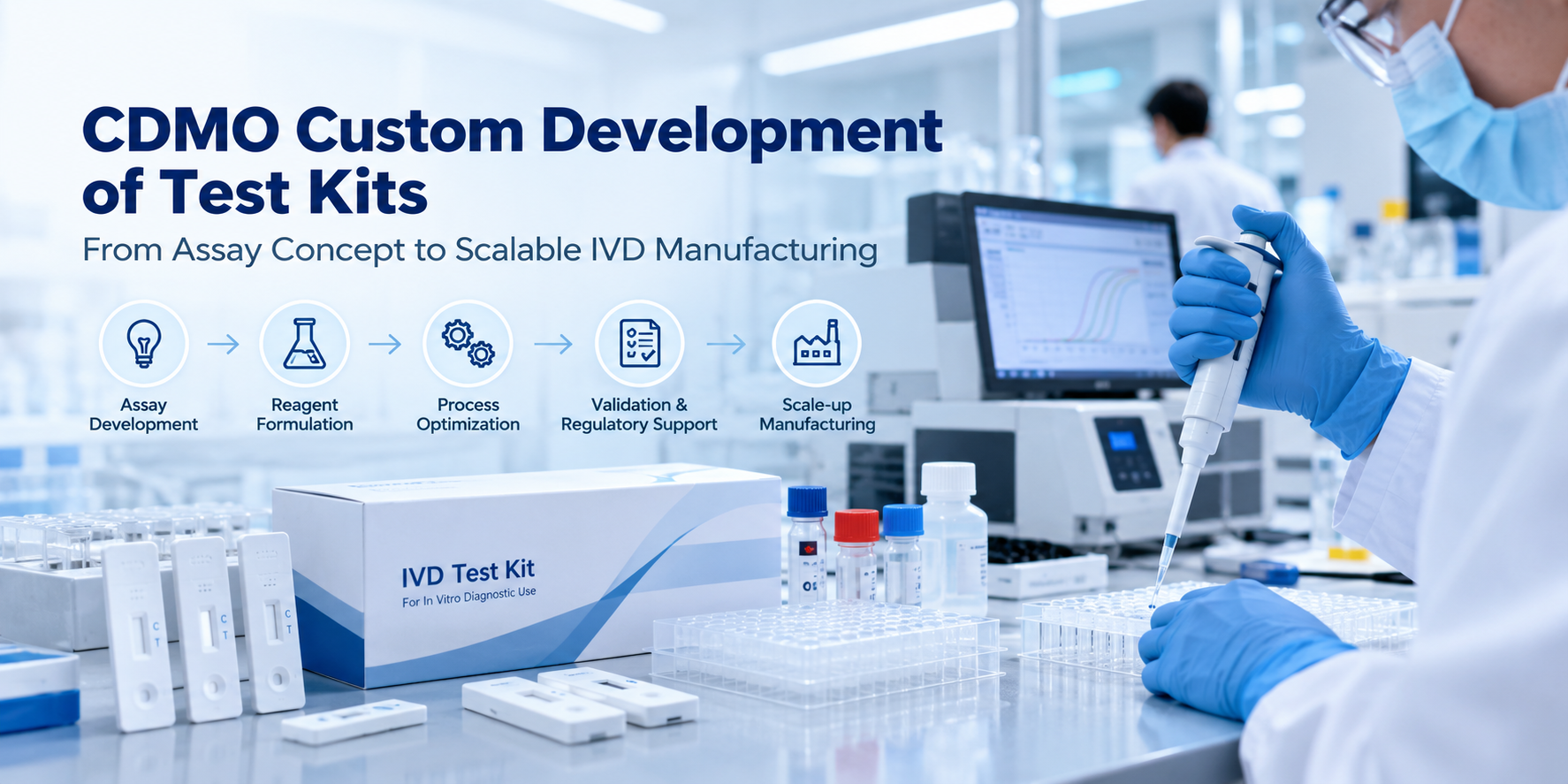 CDMO Custom Development of Test Kits: From Assay Concept to Scalable IVD Manufacturing